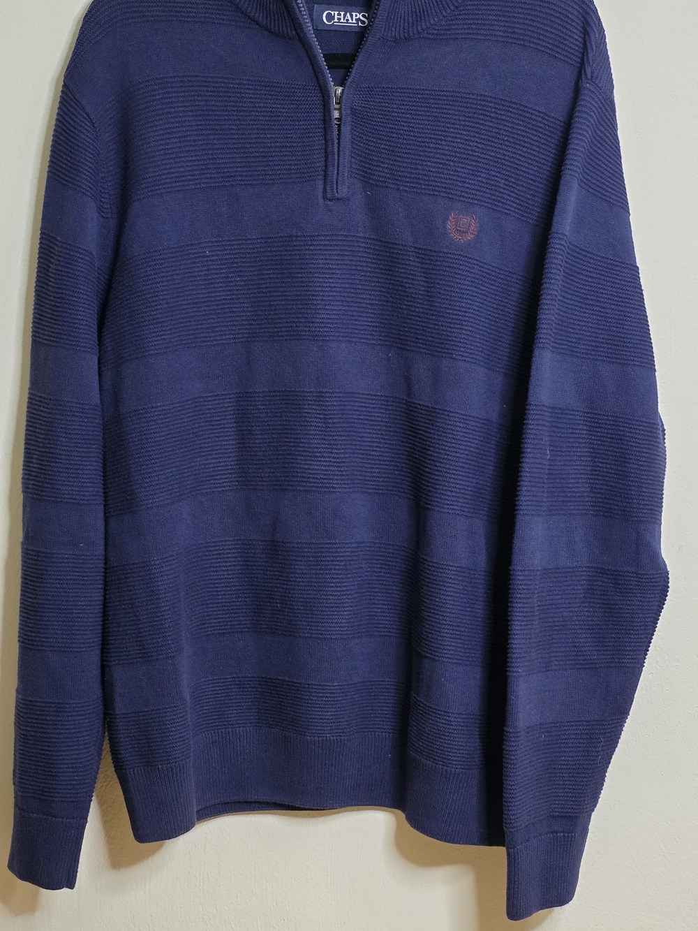 Chaps Men's Navy Textured Quarter-Zip Sweater